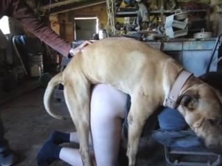 Pale-skinned animal lover fucked by a hot mutt