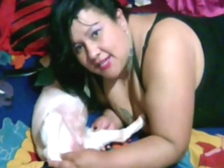 Zoophile brunette Latina fooling around with dog